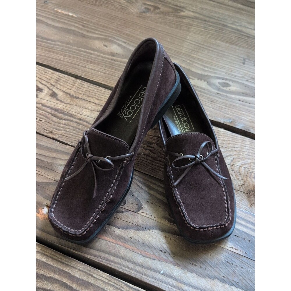 Aerology Dark Brown Suede Slip-On Moccasin Loafers 7.5